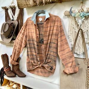 Frank & Oak rustic blush stripe buttoned down/cover up w southwestern vibe